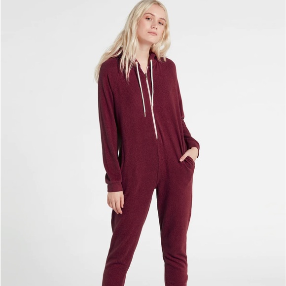 Volcom Lived In Lounge Maroon Onesie Size Small - Picture 3 of 5